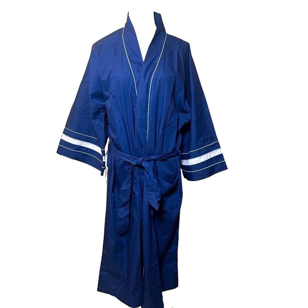 NWT Vtg Pierre Cardin Men's Navy Belted Tie Robe Collared L Deadstock Hefner